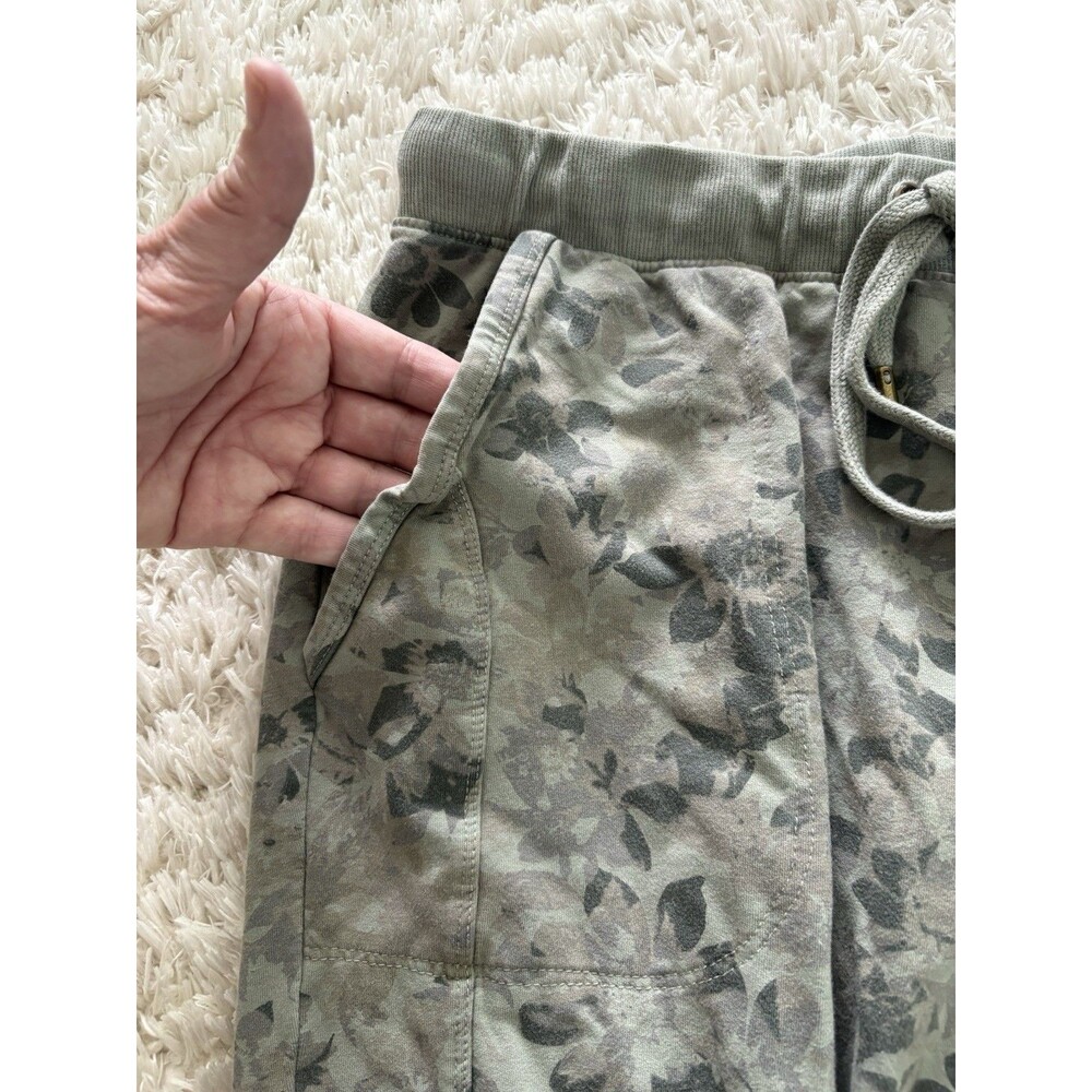Anthropologie Saturday Sunday Jogger Pants Small Green Floral Pockets Pull-On - Picture 3 of 5